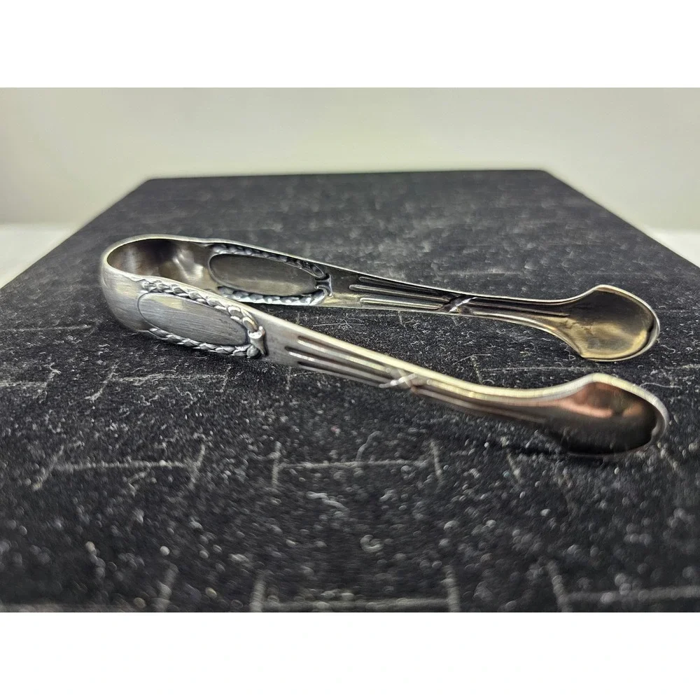 Korner & Proll Sugar Tongs 800 Silver Berlin‎ German 1880s Monogram MG Excellent